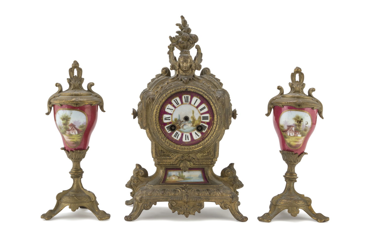 SMALL FIREPLACE TRIPTYCH WITH PORCELAIN PLATES 19TH CENTURY