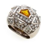 RING WITH TOPAZ AND DIAMONDS