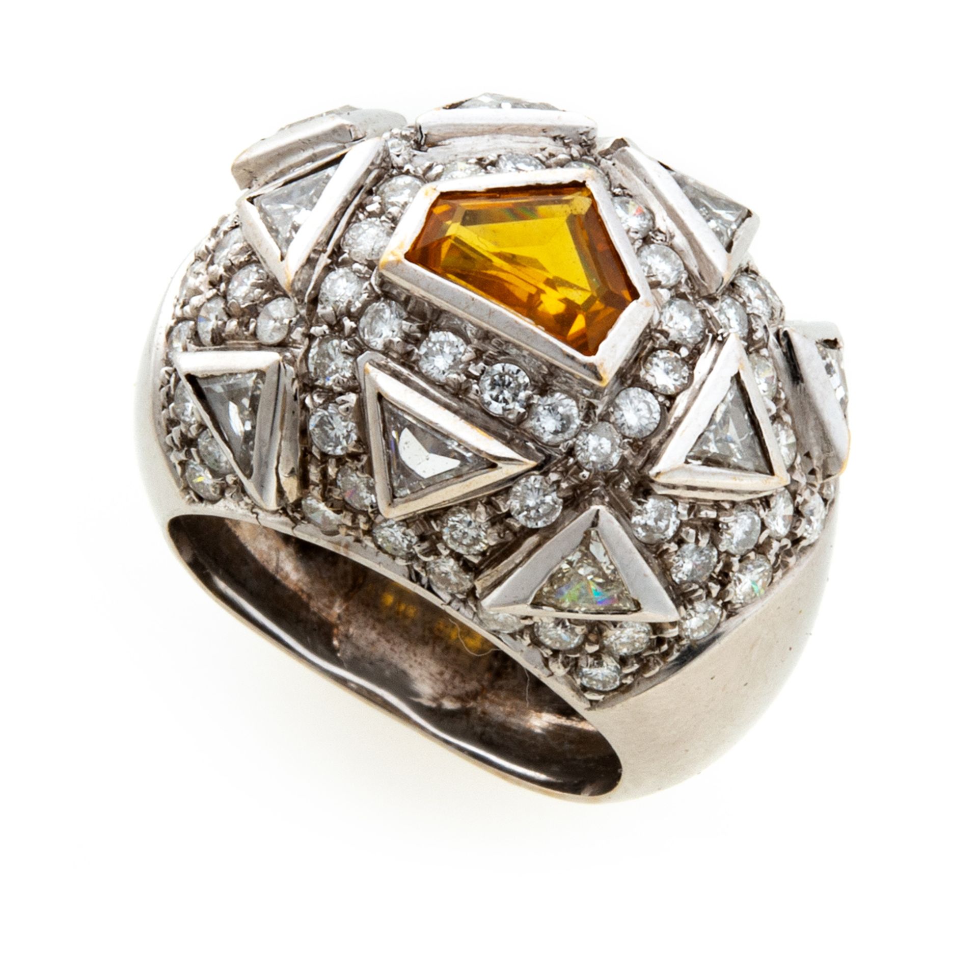 RING WITH TOPAZ AND DIAMONDS