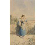 WATERCOLOR OF A WOMAN SIGNED 'D. LAURÈS' 19TH CENTURY