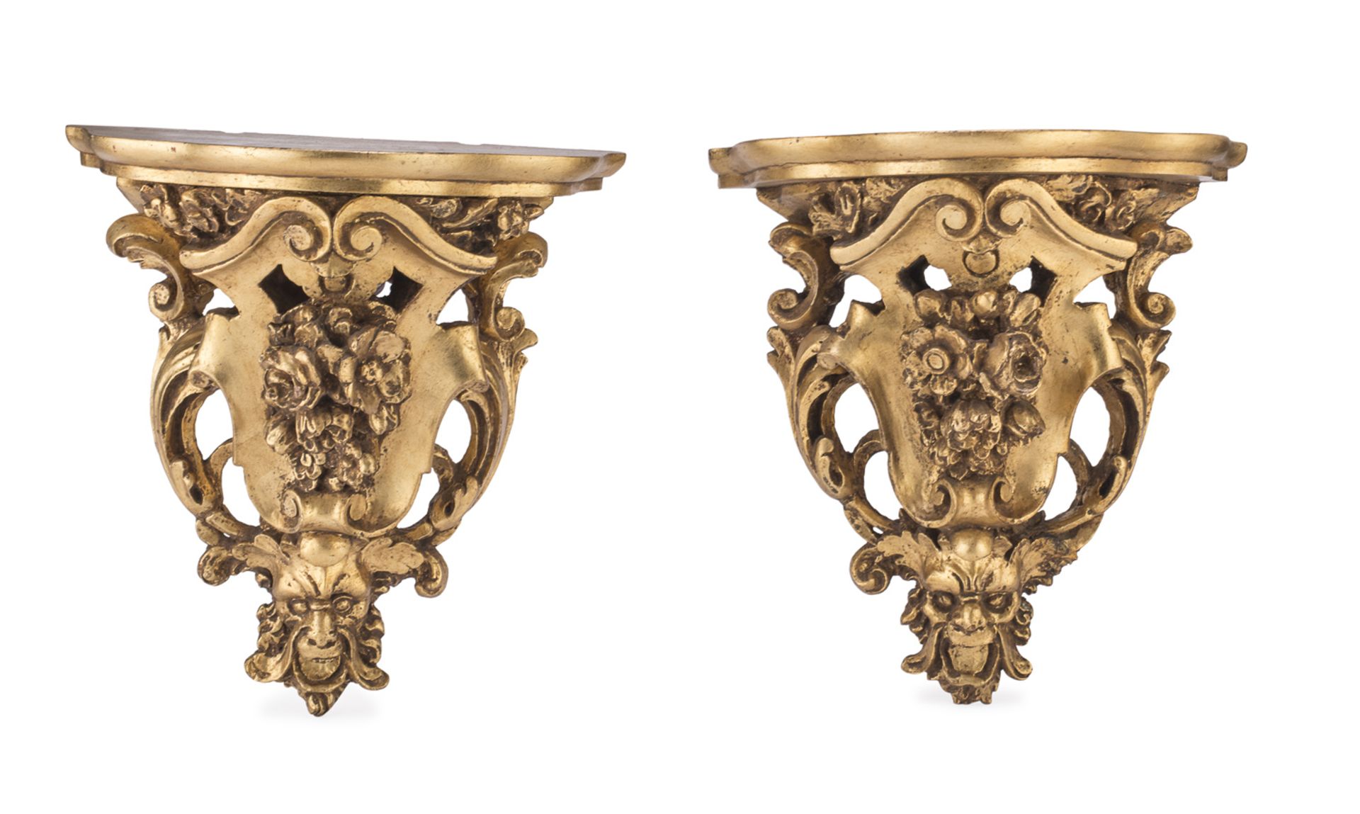 PAIR OF GILTWOOD SHELVES 19TH CENTURY