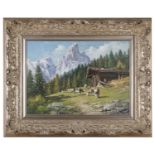 OIL PAINTING OF A CHALET ON MONTE CERVINO BY LICINIO CAMPAGNARI (1920-1981)