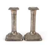 PAIR OF SILVER-PLATED CANDLESTICKS ITALY 20TH CENTURY