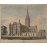 ENGRAVING OF THE SALISBURY CATHEDRAL 19TH CENTURY