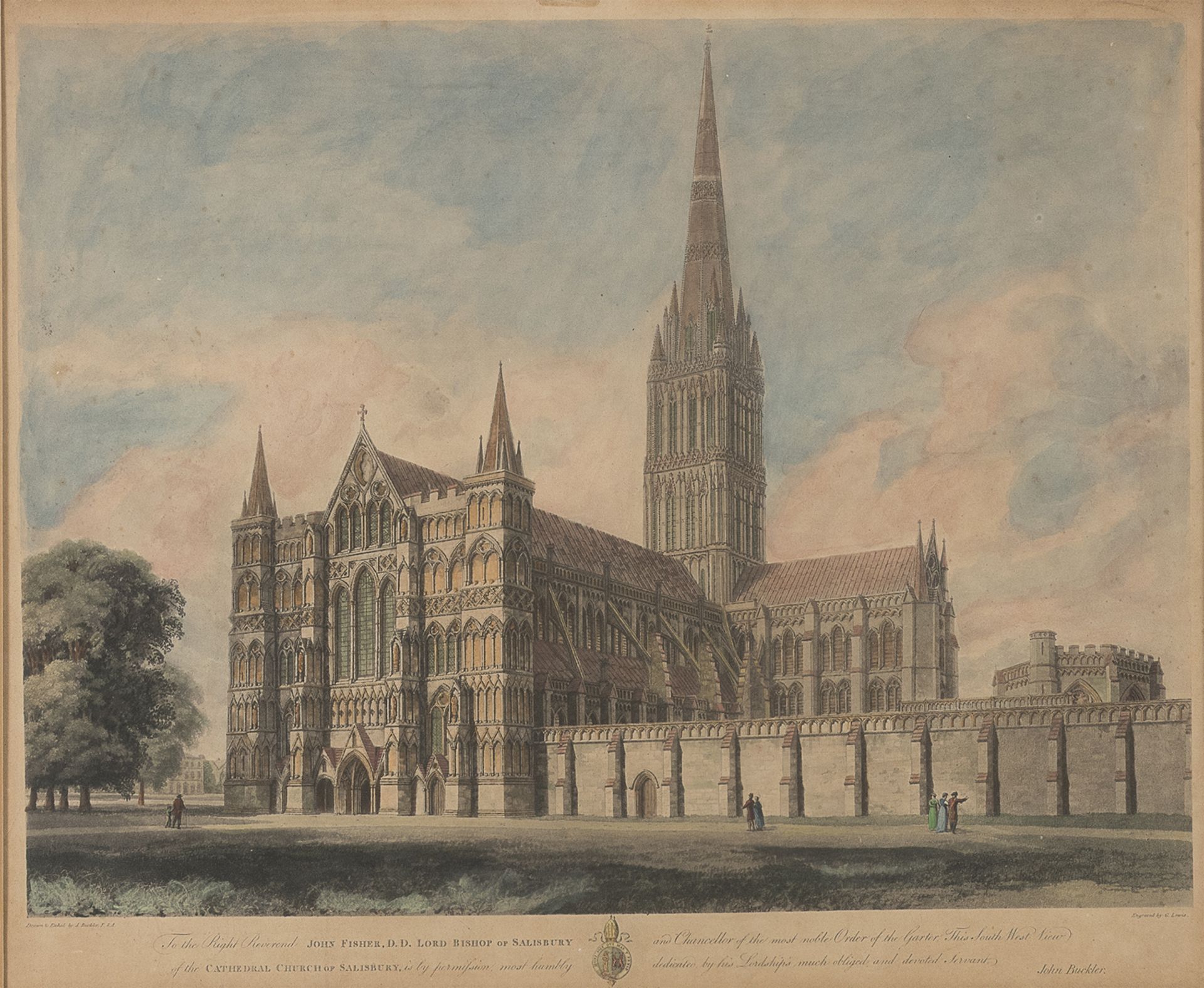 ENGRAVING OF THE SALISBURY CATHEDRAL 19TH CENTURY
