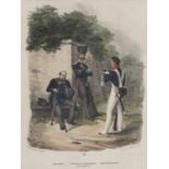 FIVE COLOR ENGRAVINGS OF FRENCH MILITARY UNIFORMS 19TH CENTURY