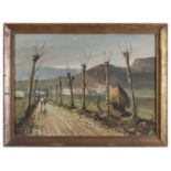 OIL PAINTING OF A COUNTRYSIDE ROAD BY LEON GIUSEPPE BUONO (1887-1975)