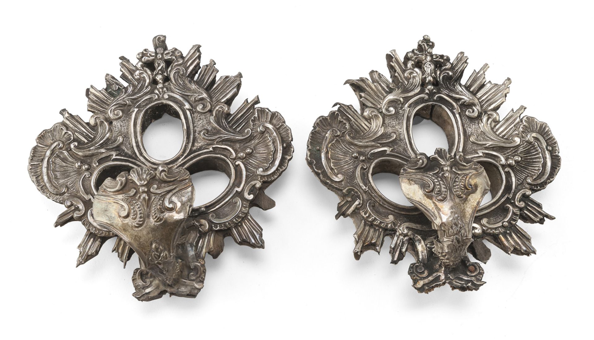 TWO SILVER RELIQUARIES PROBABLY ITALY 19TH CENTURY