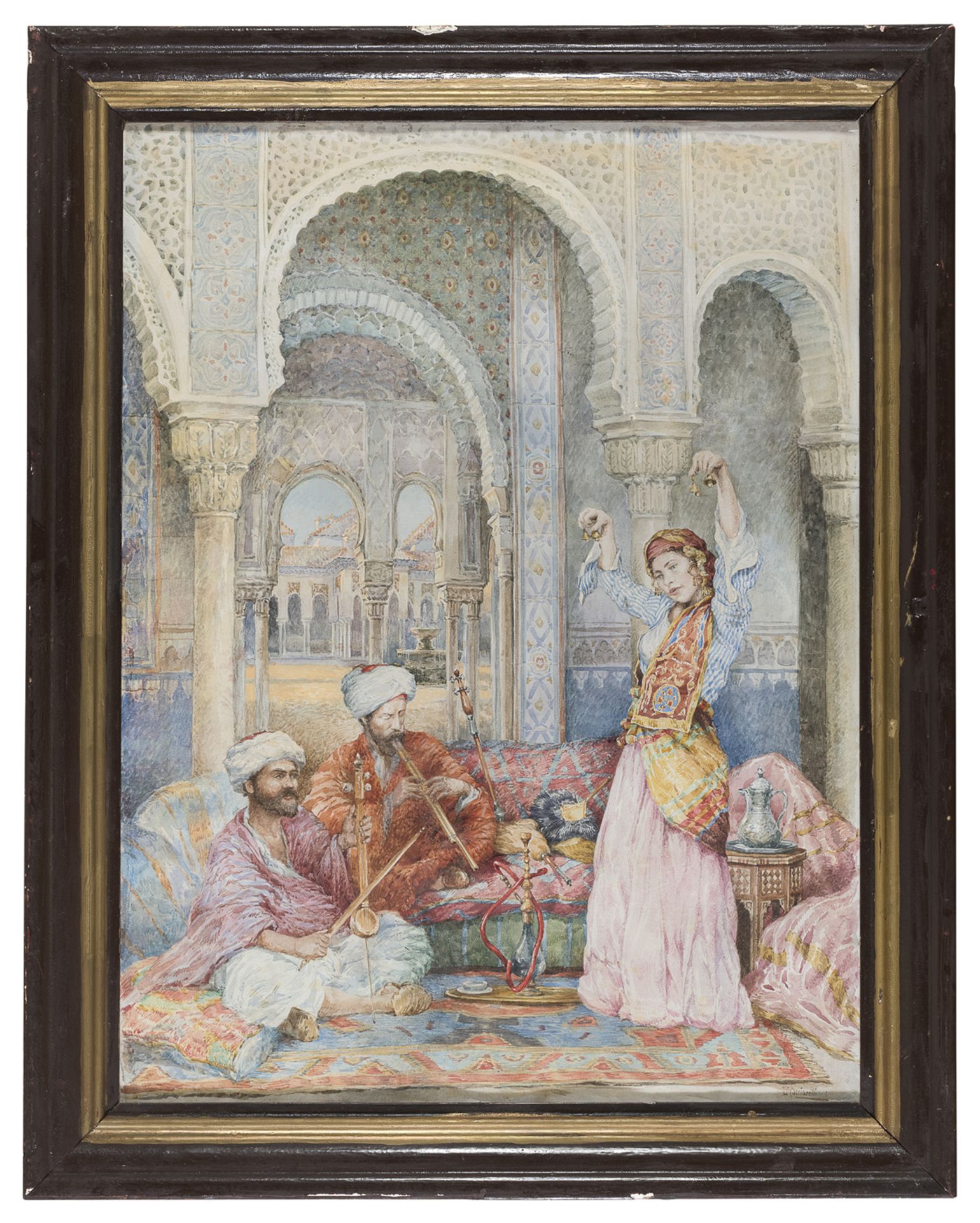 WATERCOLOR OF AN ODALISQUE BY UMBERTO CACCIARELLI