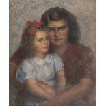 OIL PAINTING OF MOTHER AND DAUGHTER BY DINO UBERTI (1885-1949)