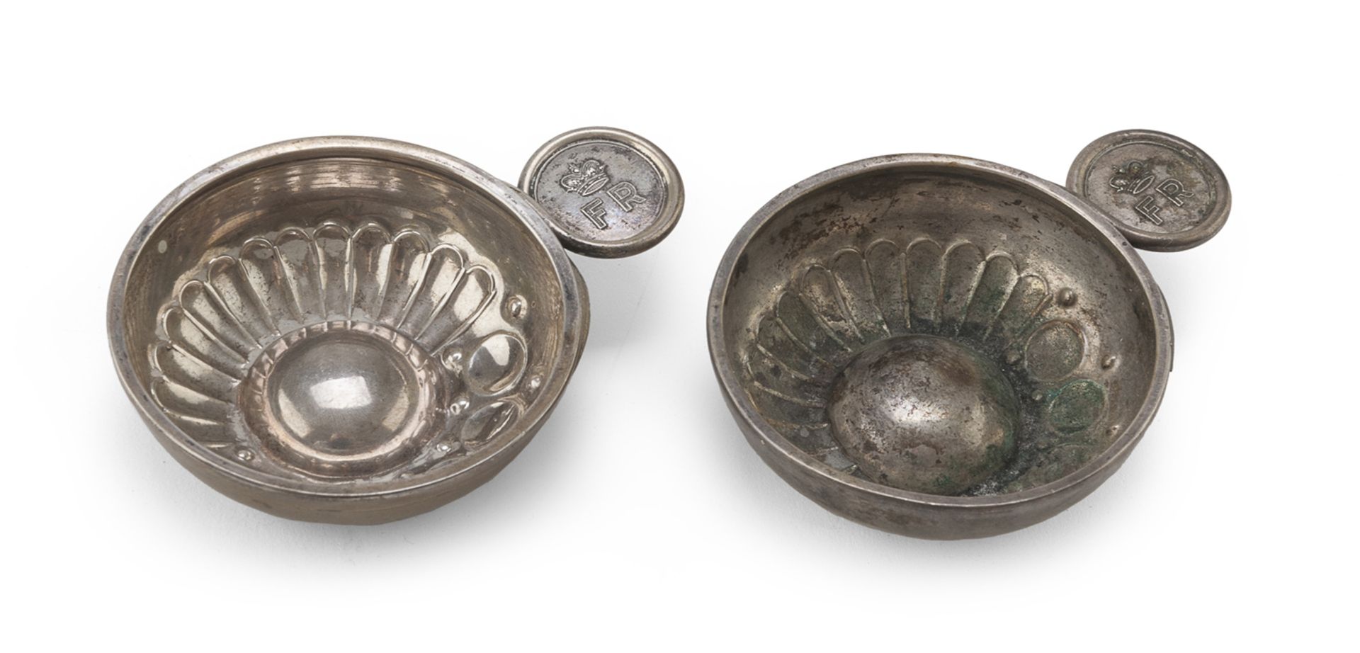 TWO TASTEVINS IN SILVER G. CIARDETTI FIRENZE 20TH CENTURY