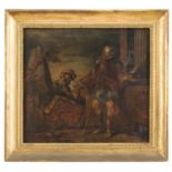 TEMPERA PAINTING OF HISTORICAL EPISODE BY A ROMAN PAINTER 19TH CENTURY