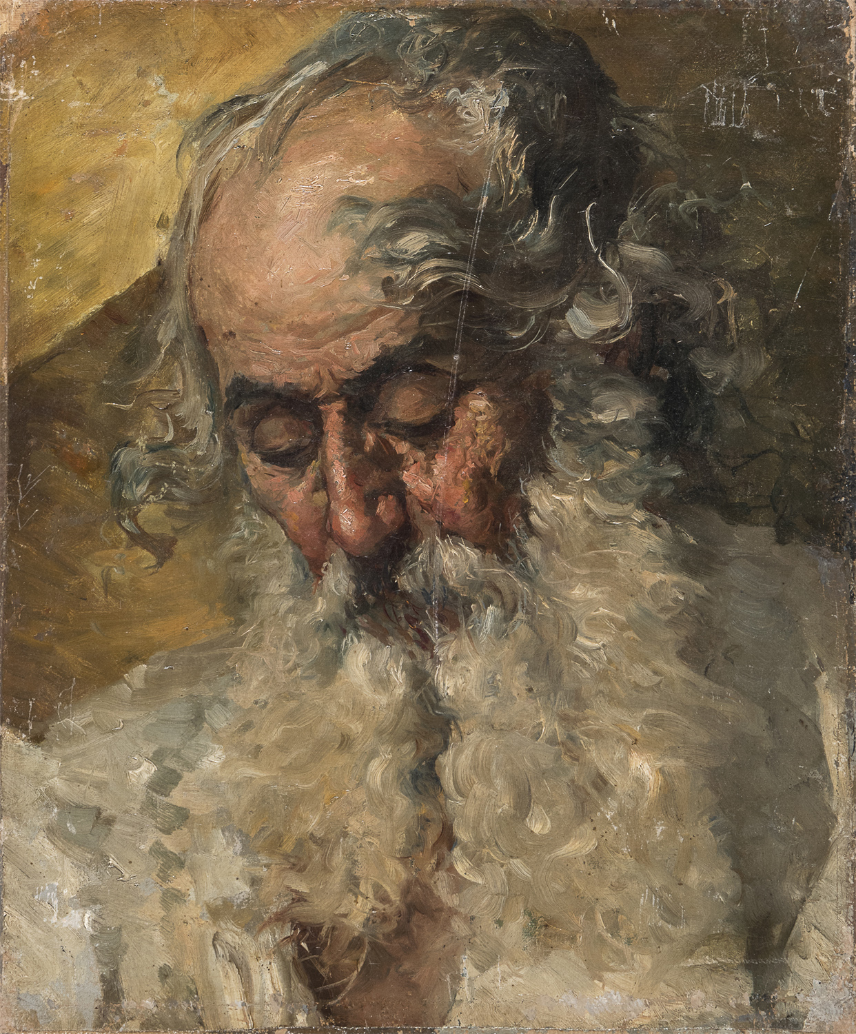 OIL PORTRAIT OF A MAN WITH BEARD 19TH CENTURY