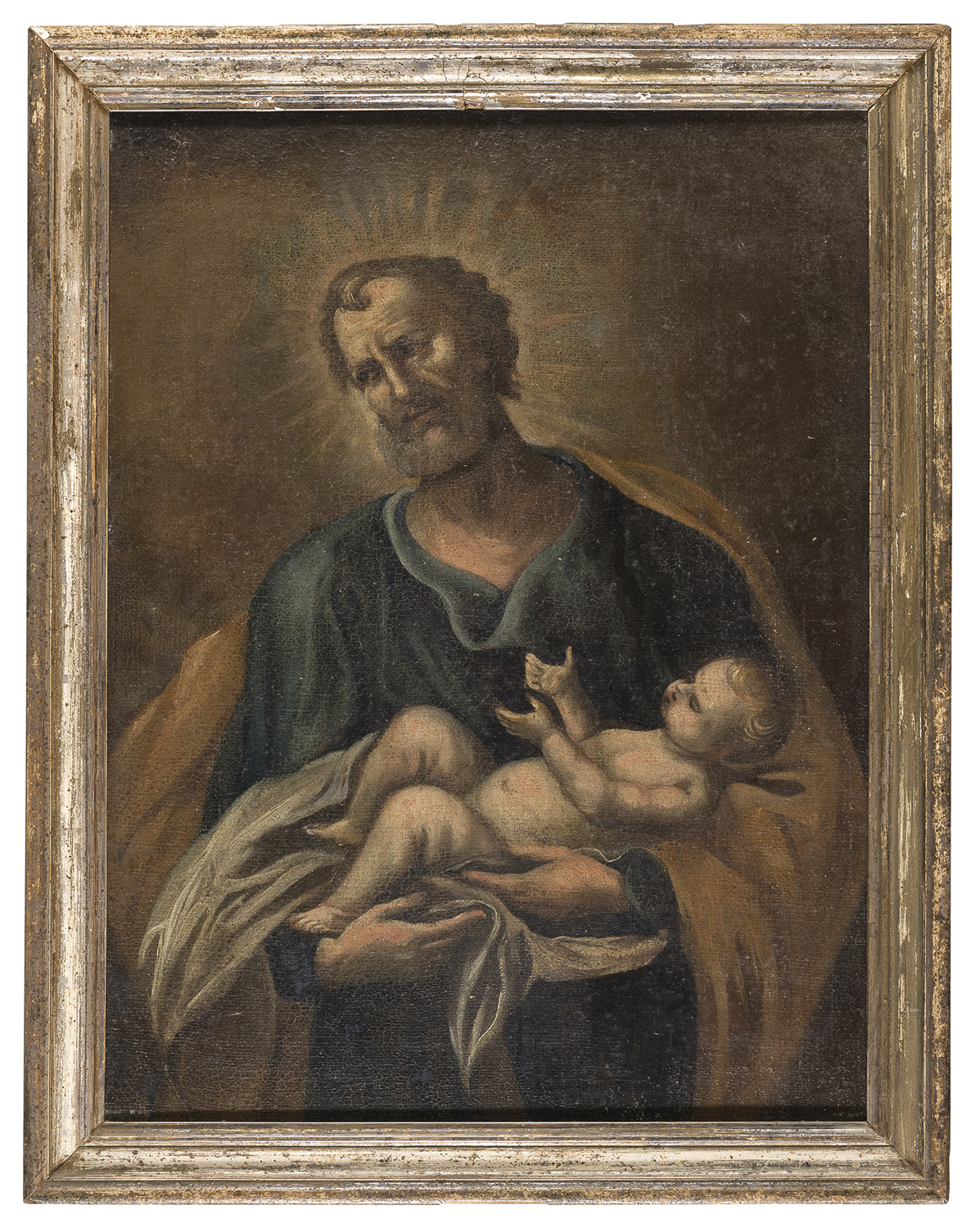 OIL PAINTING SAINT JOSEPH AND CHILD BY A NAPOLETAN PAINTER 18TH CENTURY