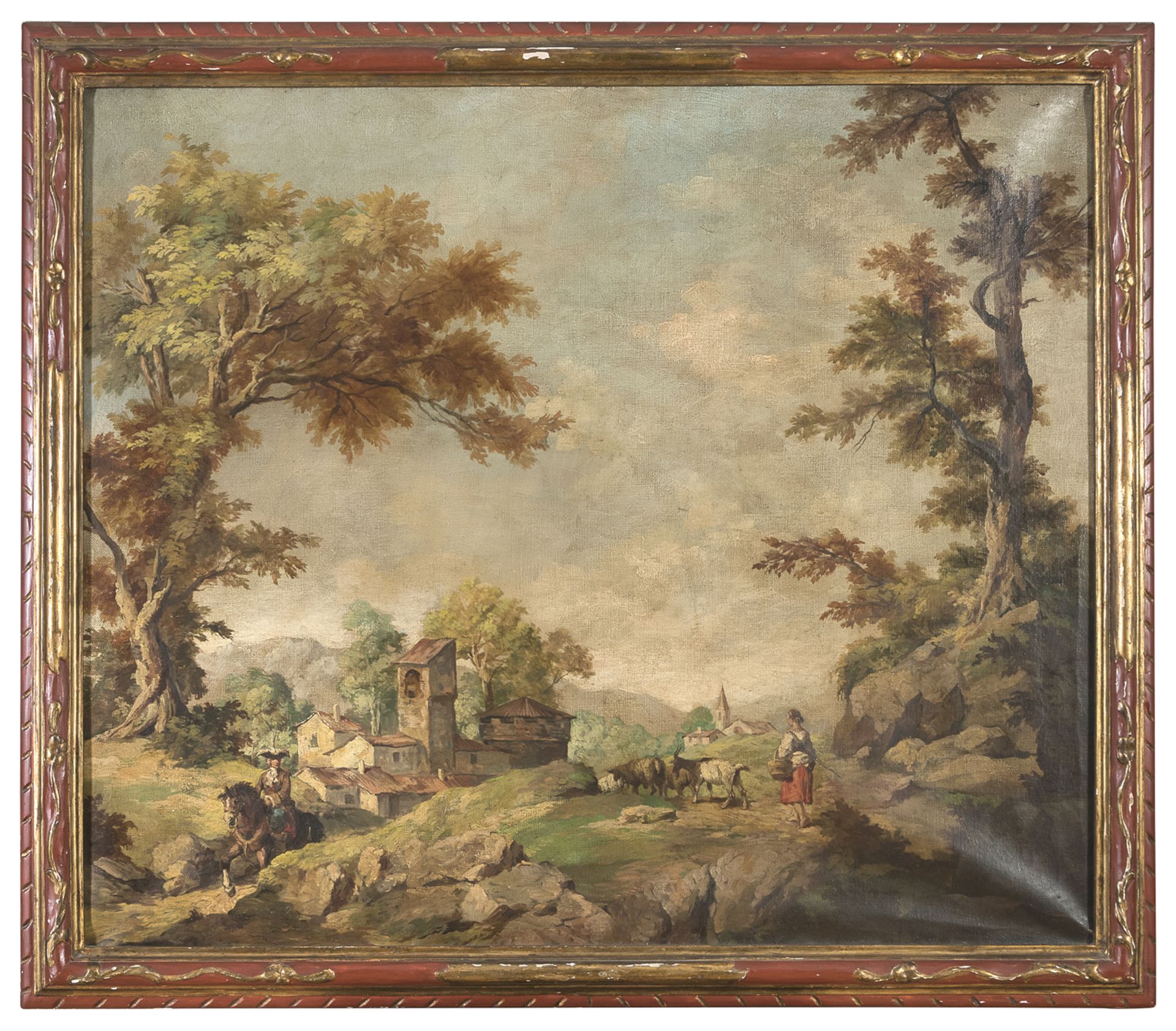 OIL PAINTING OF LANDSCAPE IN THE MANNER OF FRANCESCO ZUCCARELLI