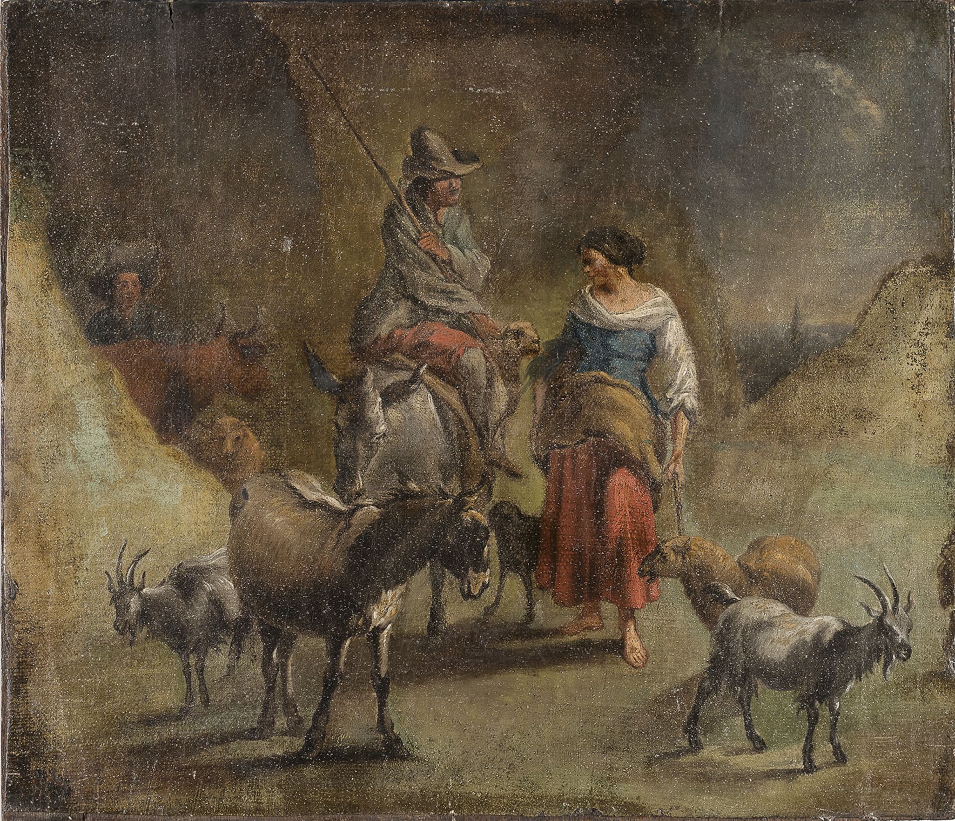 OIL PAINTING OF A PASTORAL SCENE BY PAINTER ACTIVE IN ROME LATE 18TH CENTURY