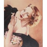 OIL PAINTING OF MARLENE DIETRICH SIGNED 'PAMACCIANI' 20TH CENTURY