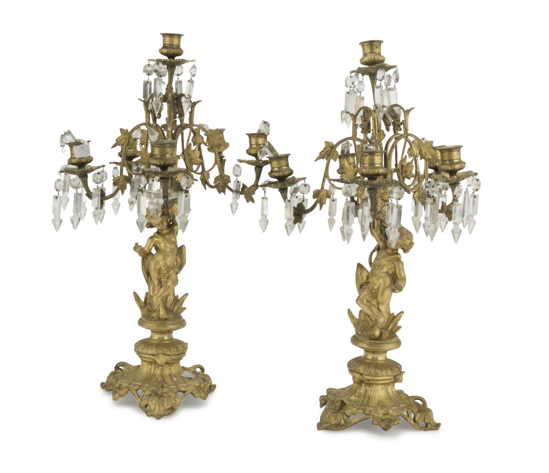 PAIR OF GILDED BRONZE CANDLESTICKS 19TH CENTURY