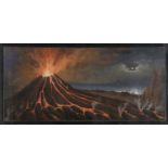 GOUACHE NIGHT VIEW WITH ERUPTION OF VESUVIUS 20TH CENTURY