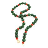 NECKLACE IN JADE AND CORAL