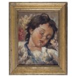 OIL PAINTING OF A SLEEPING CHILD 20TH CENTURY
