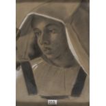 PASTEL PORTRAIT OF A NUN 19TH CENTURY