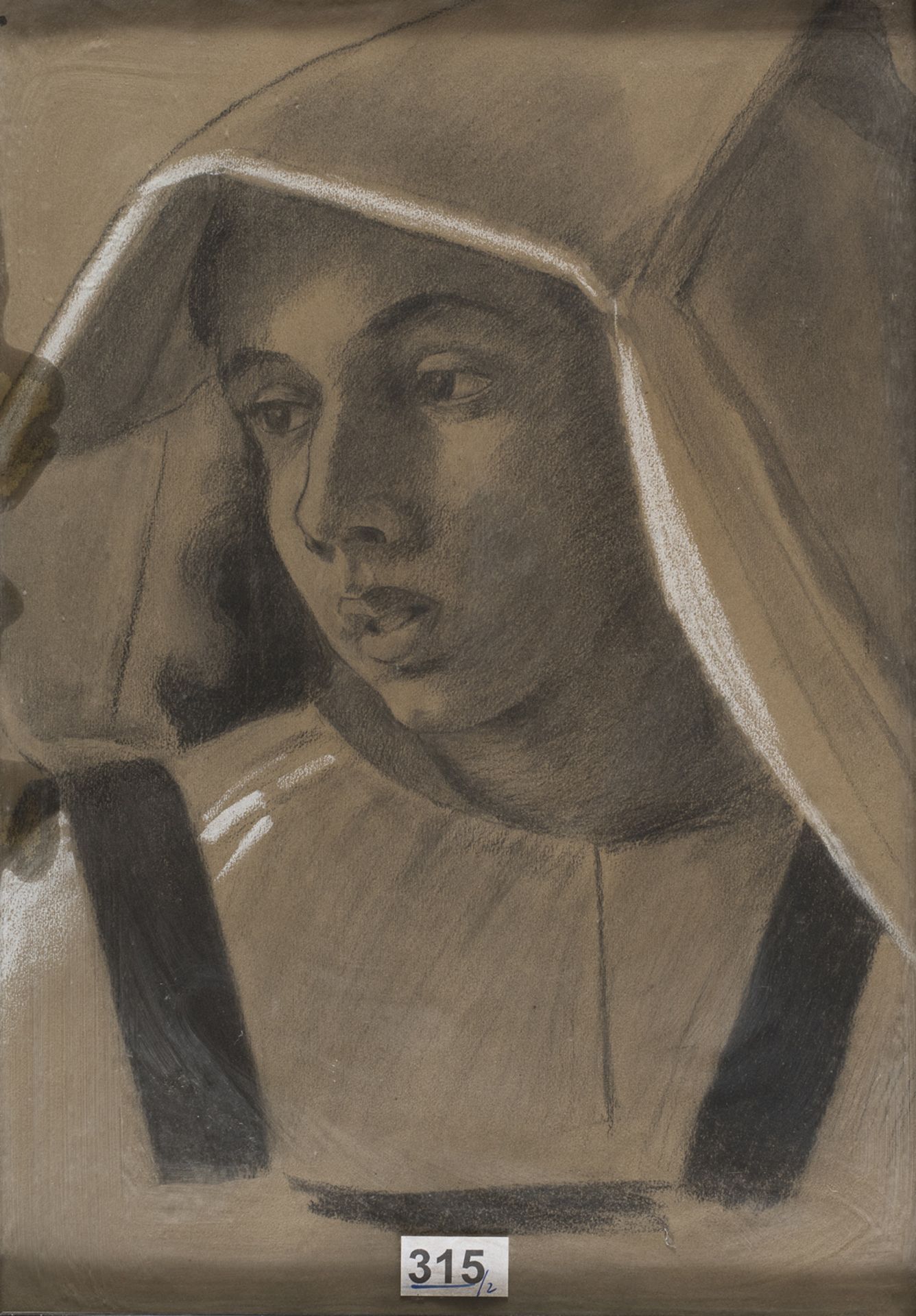 PASTEL PORTRAIT OF A NUN 19TH CENTURY