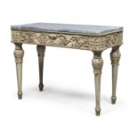 LACQUERED CONSOLE WITH MARBLE TOP OF THE 18TH CENTURY