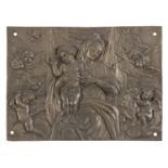 BRONZE BAS-RELIEF OF THE VIRGIN AND CHILD SIGNED 'A. BRIVIO' 19TH CENTURY