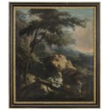 BIG OIL PAINTING OF LANDSCAPE ATTRIBUTED TO GASPARD DUGHET (1615-1675)