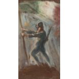 OIL PAINTING OF A FLAG HOLDER BY CESARE CIANI (1854-1925)