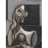 CUBIST OIL PAINTING OF A WOMAN FROM THE 1950s