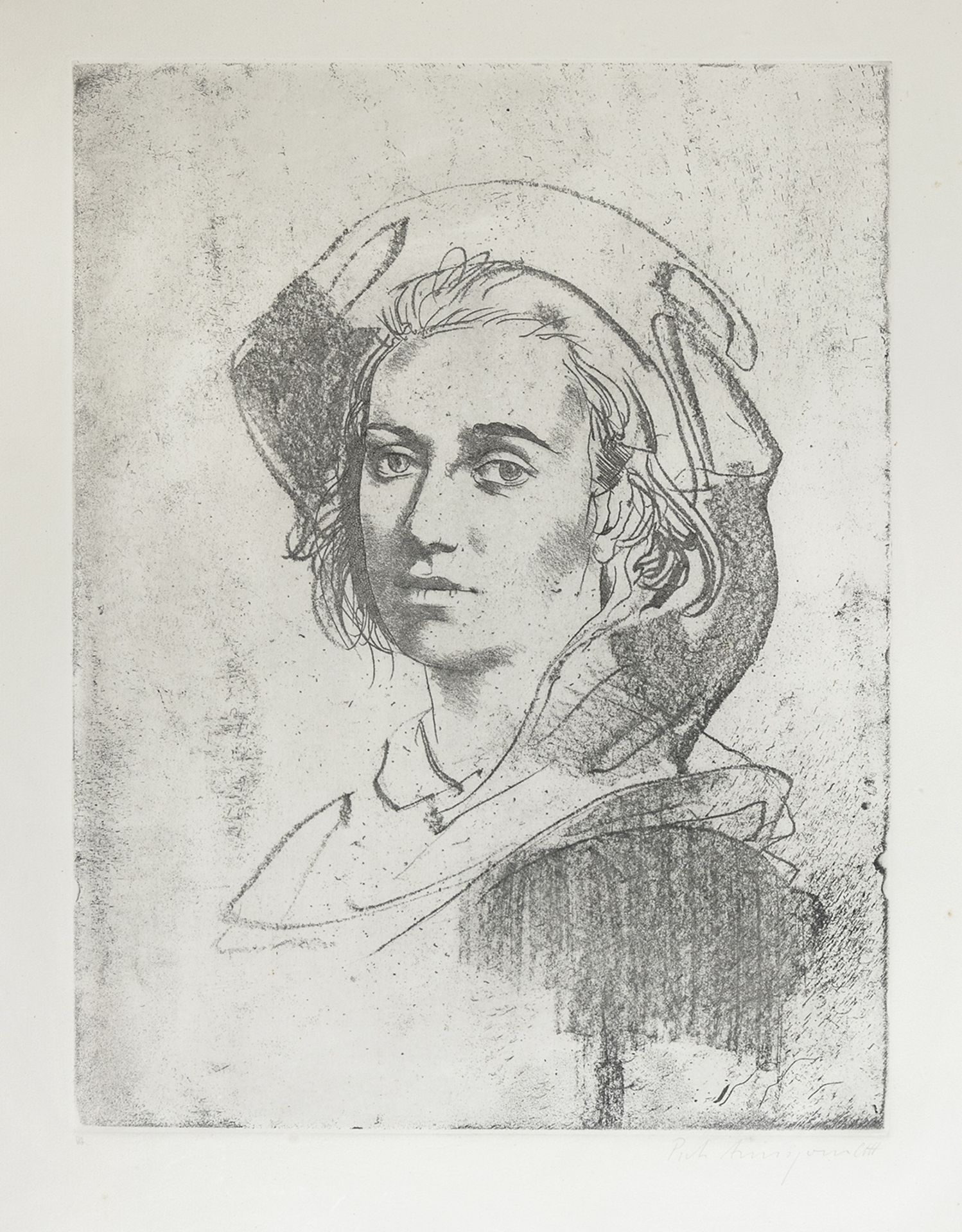 ETCHING OF A WOMAN BY PIETRO ANNIGONI
