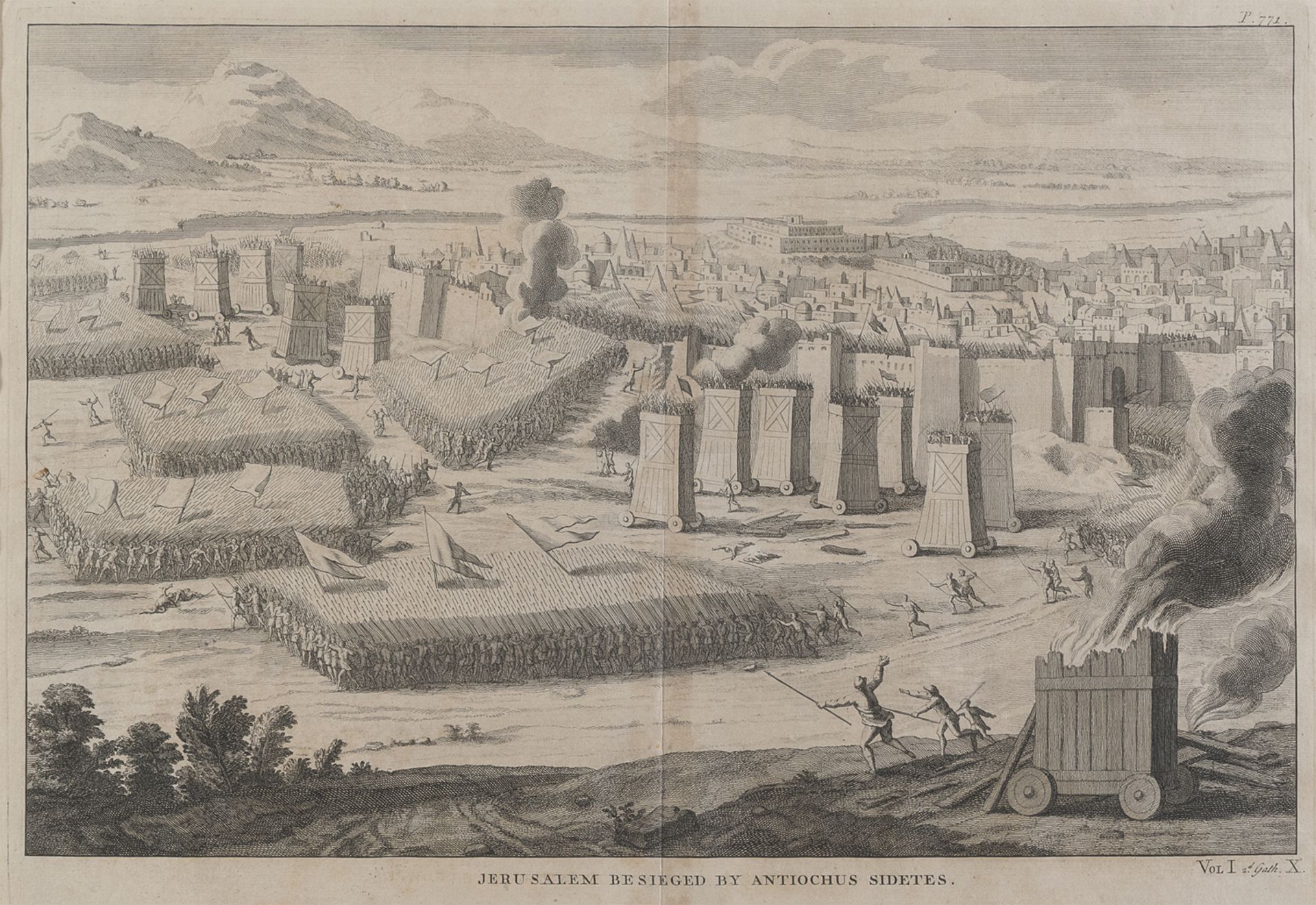 BESIEGED JERUSALEM BY ENGLISH ENGRAVER 18TH CENTURY