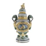 BIG MAJOLICA POTICHE PROBABLY MONTELUPO 19TH CENTURY