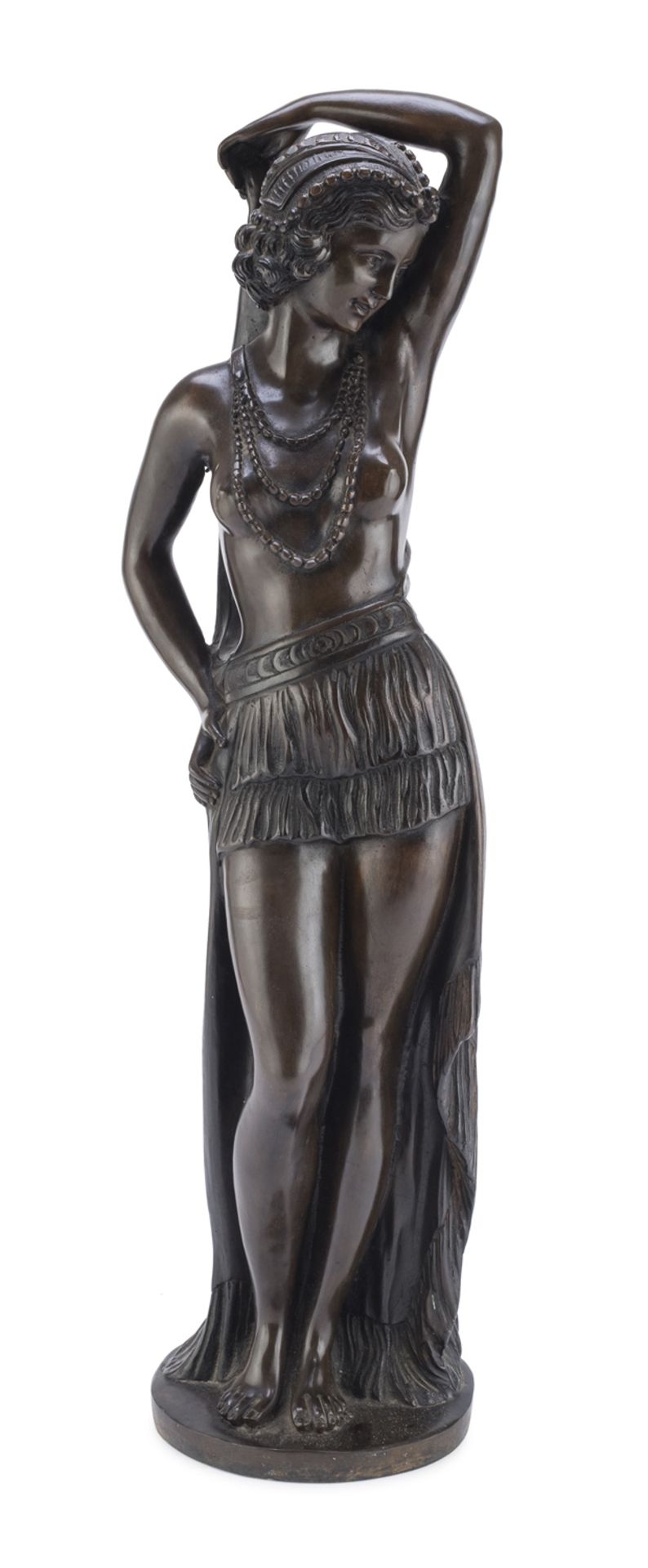 BRONZE SCULPTURE OF ODALISQUE SIGNED 'HUNT' 20TH CENTURY