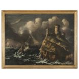 OIL PAINTING OF STORMY SEA SY DUTCH PAINTER LATE 17TH CENTURY