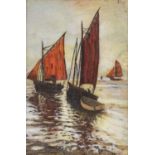 OIL PAINTING OF BOATS BY LODIVICO CAVALERI