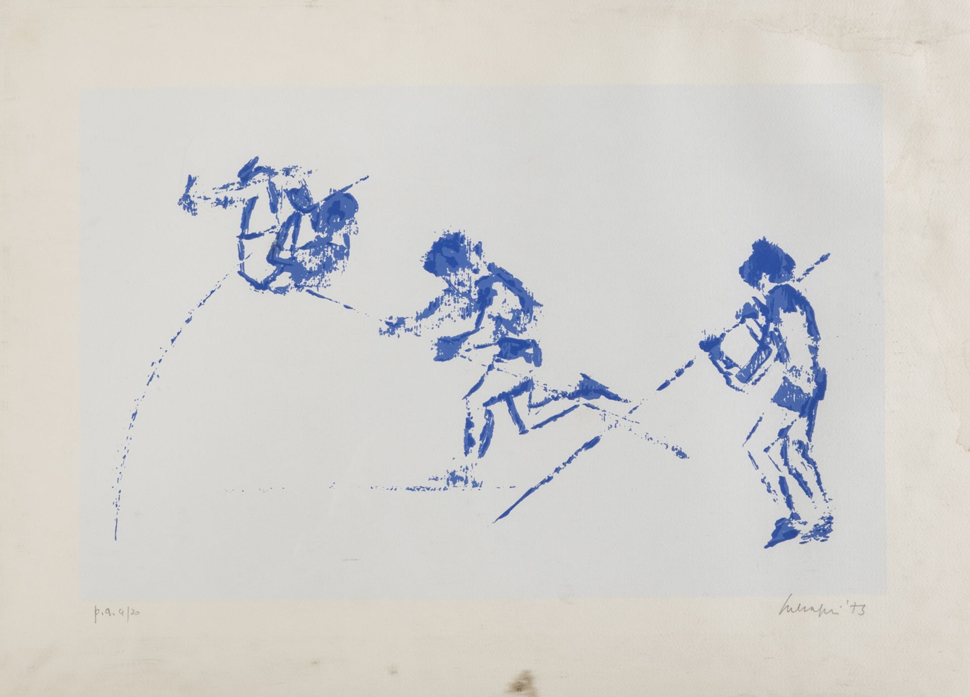 LITOGRAPH POLE VAULT 20TH CENTURY