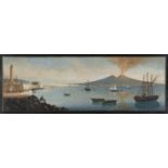 GOUACHE VIEW OF NAPLES WITH ERUPTION OF VESUVIUS 20TH CENTURYY