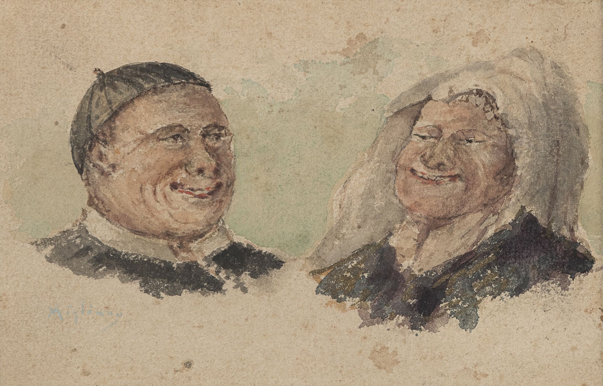 WATERCOLOR CARICATURE BY VINCENZO MIGLIARO (1858-1938)