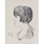 FELT PEN DRAWING OF A FEMALE PROFILE BY FABIO FAILLA