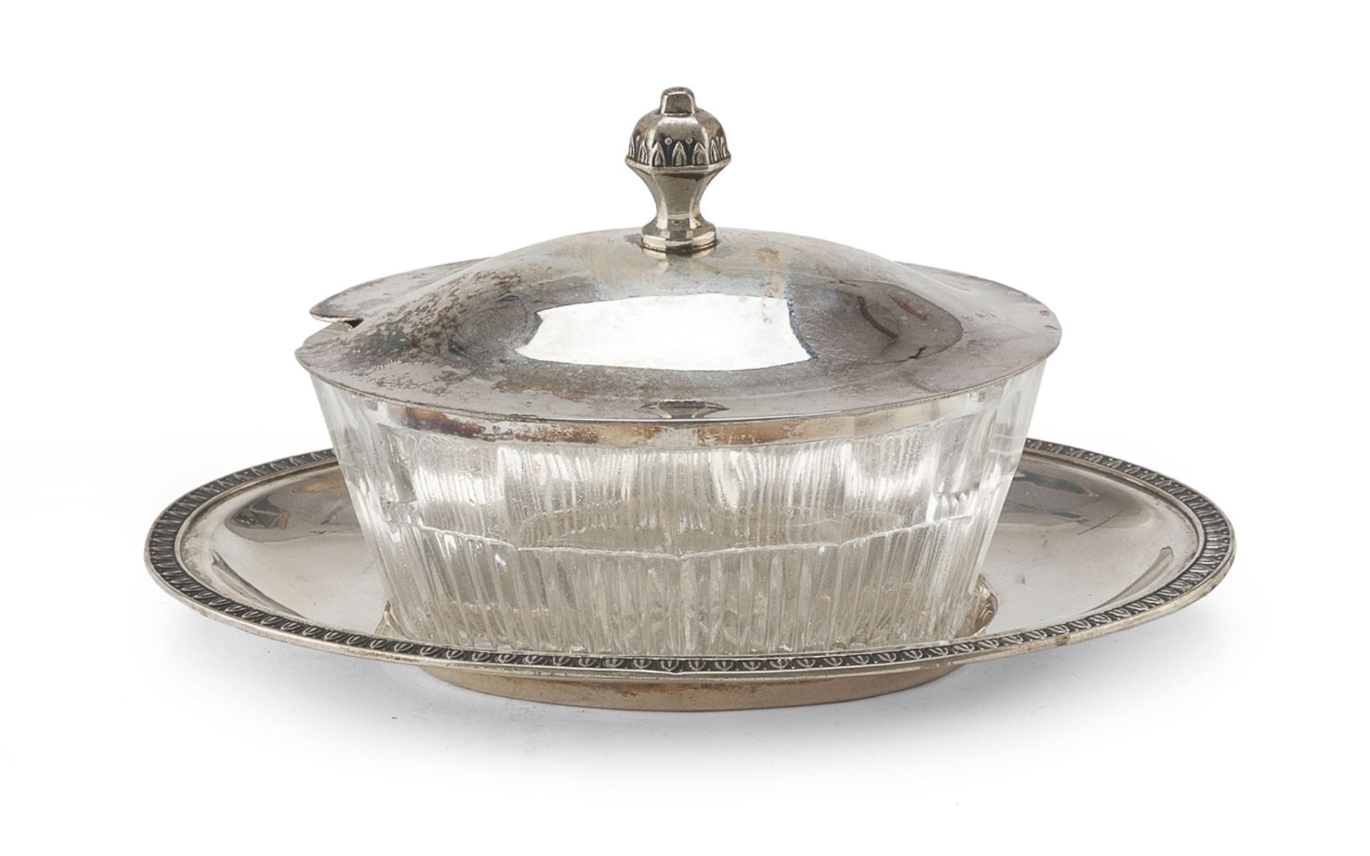 CHEESE BOWL IN CRYSTAL AND SILVER CALEGARO PADUA 1944/1968