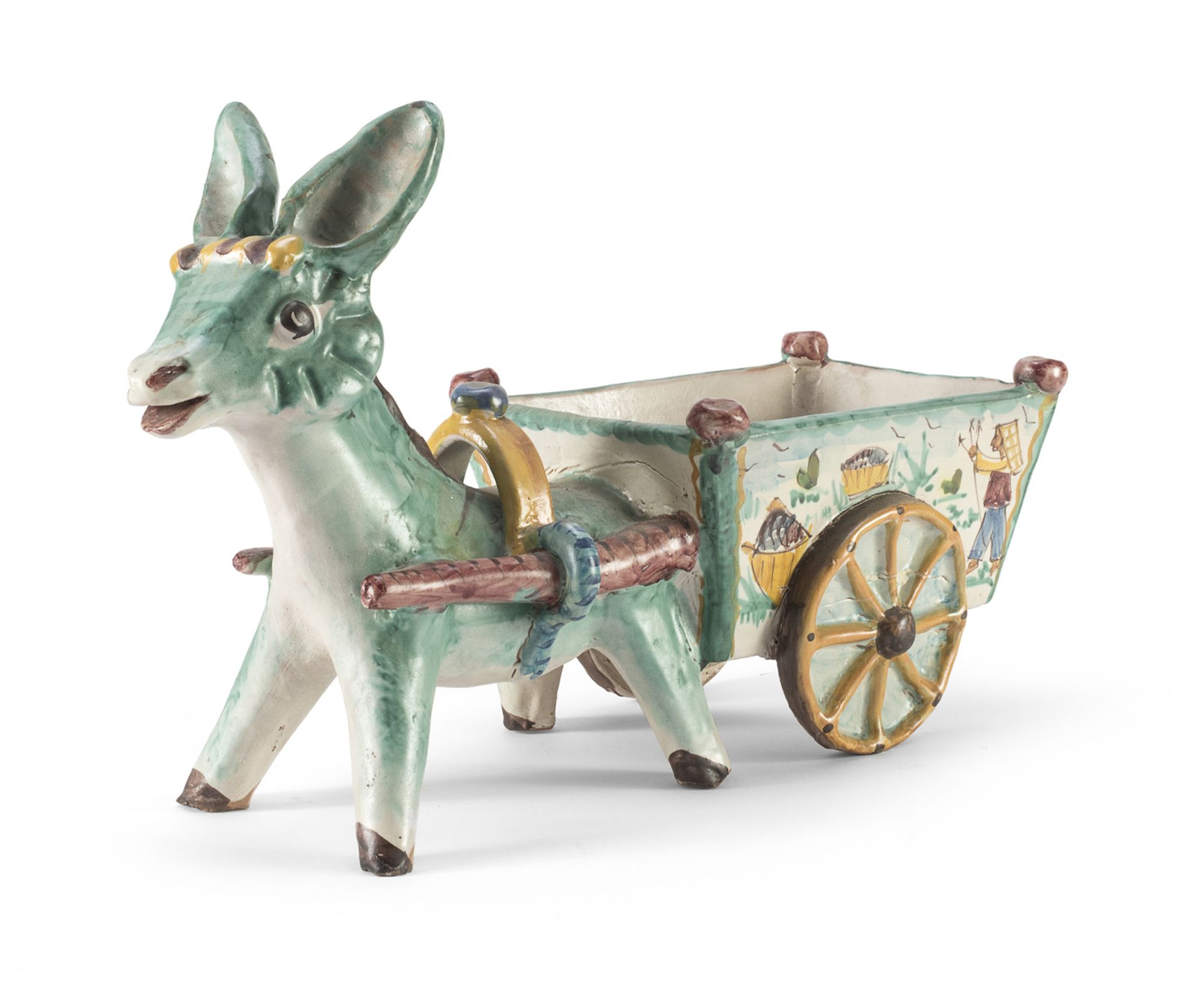 CERAMIC DONKEY WITH CART 1950s - Image 2 of 2