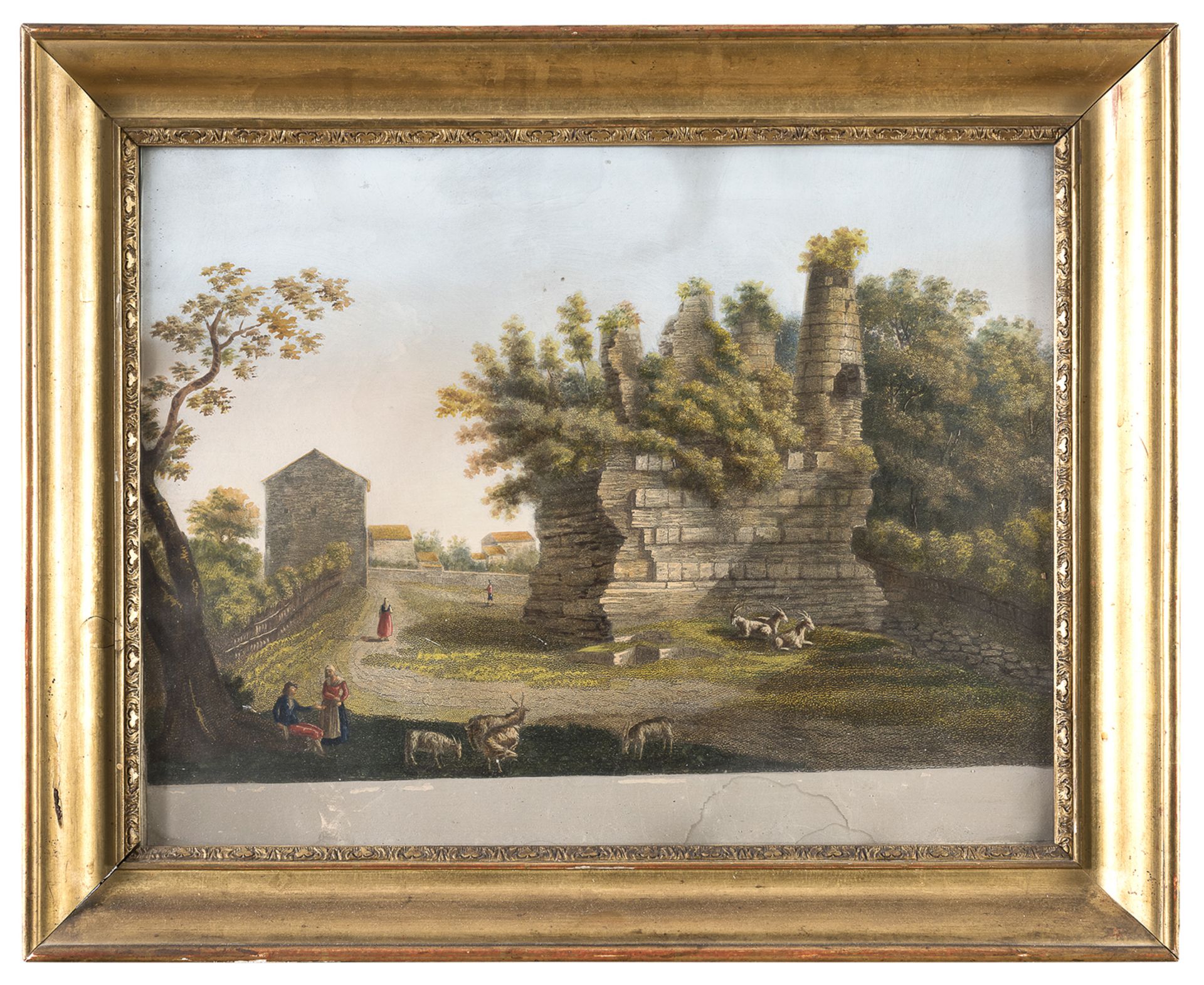 PAIR OF WATERCOLOR OF VIEWS OF ANCIENT ROME 19TH CENTURY