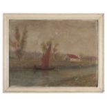 OIL PAINTING OF A RIVERSCAPE 20TH CENTURY