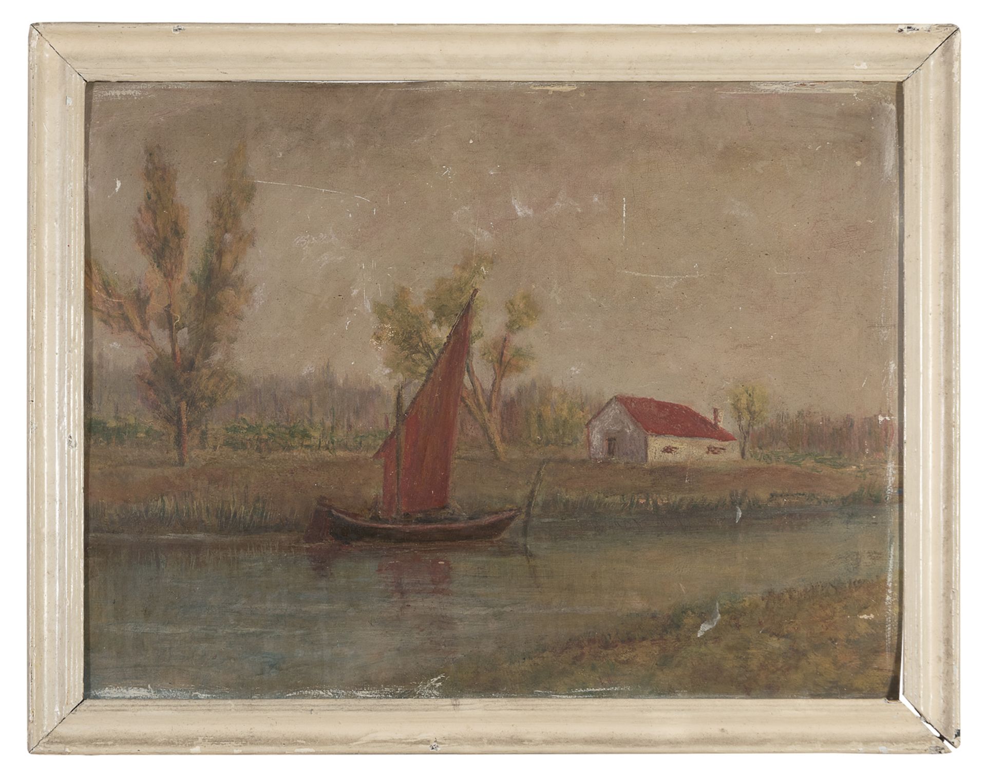 OIL PAINTING OF A RIVERSCAPE 20TH CENTURY