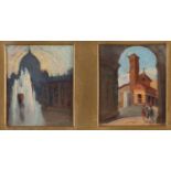 PAIR OF OIL PAINTINGS WITH VIEWS OF ROME ATTRIBUTED TO LUIS SAHAGUN (1900-1978)