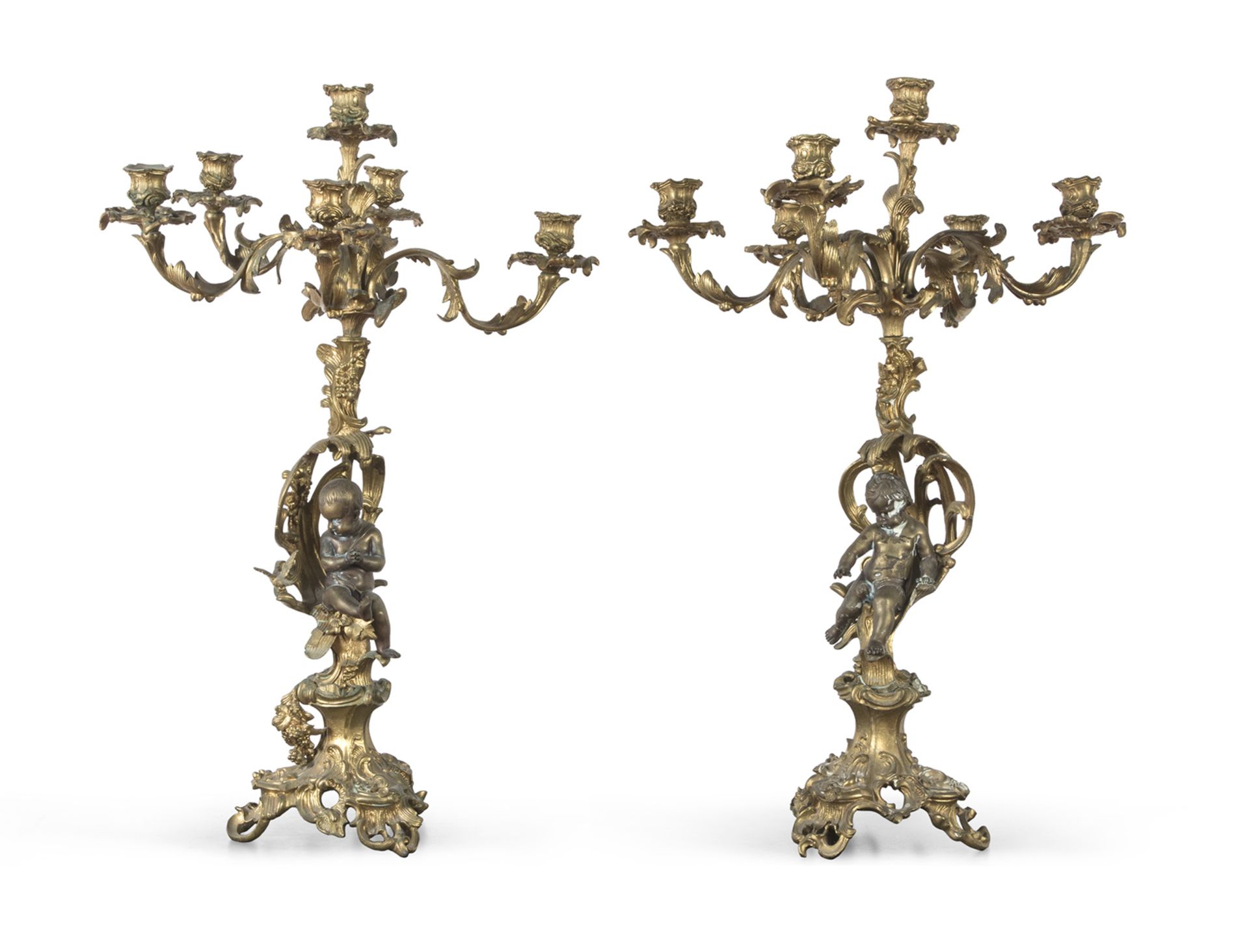 PAIR OF BRONZE CANDLESTICKS 19TH CENTURY