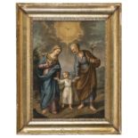 OIL PAINTING FLIGHT INTO EGYPT BY SPANISH PAINTER EARLY 19TH CENTURY